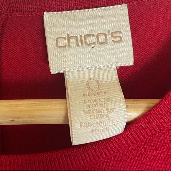 Chico's Sweater Top Size 0 US Small Red Long Sleeve Back Zipper Crewneck - Picture 7 of 8